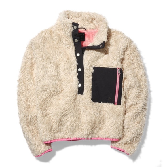 STANCE | "Heatin' Up" Sherpa Pullover Beige Ivory Pink Black Jacket | Large - Picture 4 of 9